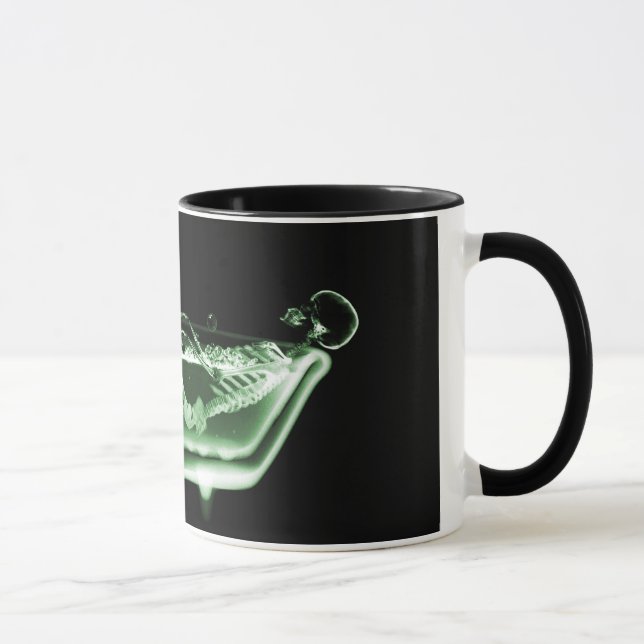 Mug Vert squelettique de noir de Bath de rayon X (Droite)