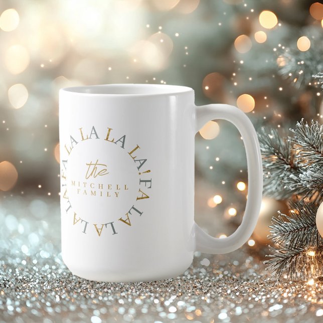 Mug Vert Terreux Or Noël Fa La La ID1009 (Créateur téléchargé)