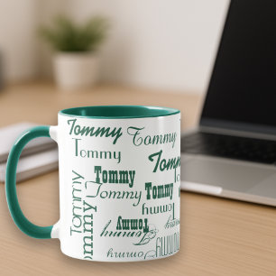 Mug verte Créez votre propre nom Motif