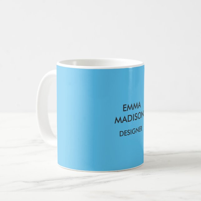 Mug Vertical élégant professionnel minimaliste bleu (Devant gauche)