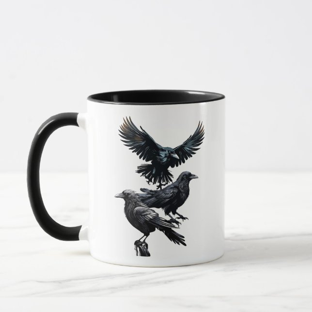 Mug Vestiges des corbeaux Logo d'oiseaux de Corvid (Gauche)