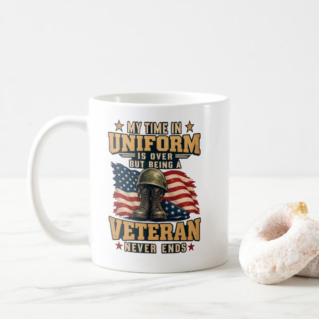 Mug Vétéran MON TEMPS EN UNIFORME EST ÉCOULÉ (Avec donut)
