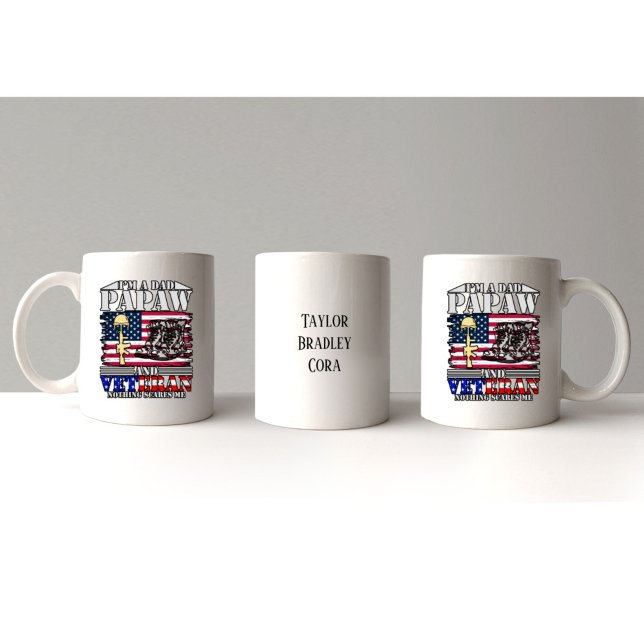 Mug Vétéran Papa Papaw Rien N'A Peur Moi Personnalisab (Veteran Dad Papaw Nothing Scares Me Customizable Mug
)