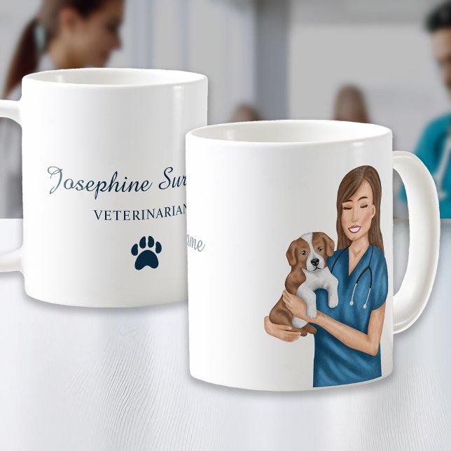 Mug Vétérinaire Docteur Vet Holding Chiot Nom personna (Créateur téléchargé)
