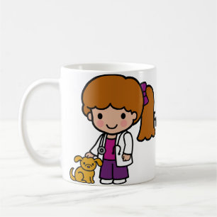Mug Vétérinaire mignonne fille avec chiot
