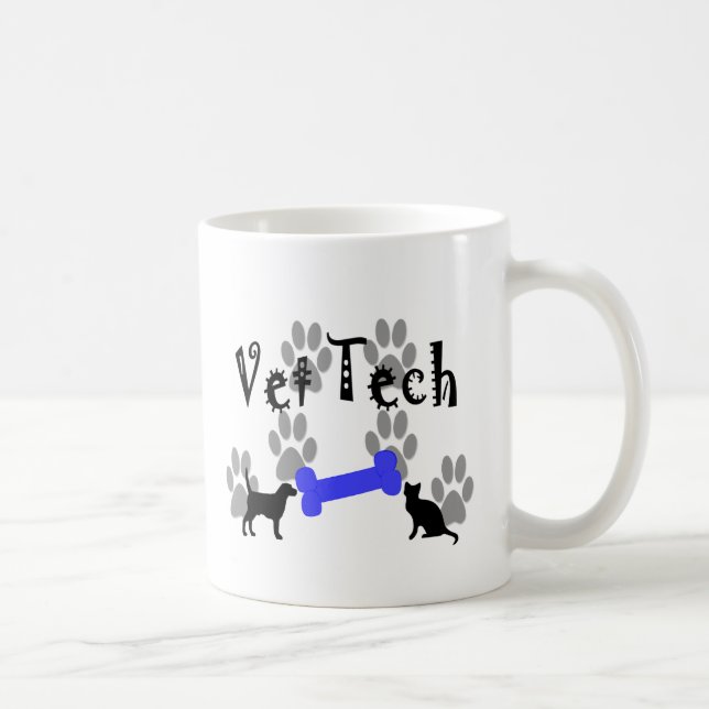 Mug Vétérinaire TECH avec l'os de chien (Droite)