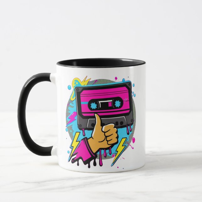 Mug Vibes Cassette Neon Retro (Gauche)