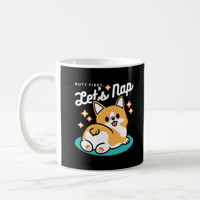 Mug Vibes Corgi Butt et Nap - Joli chien couché (Gauche)