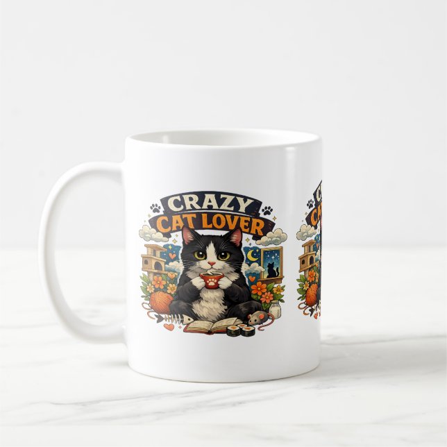 Mug Vibes d'amour pour les chats – Design de chat mign (Gauche)