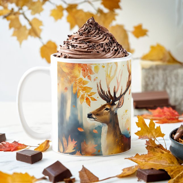 Mug Vibes d'automne Aquarelle Cerf - (Créateur téléchargé)