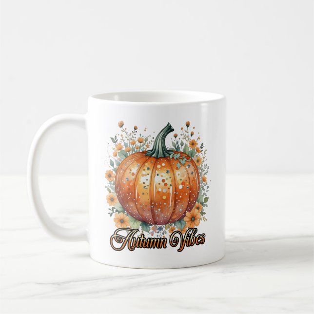 Mug Vibes d'automne du Citrouille aquarelle (Gauche)