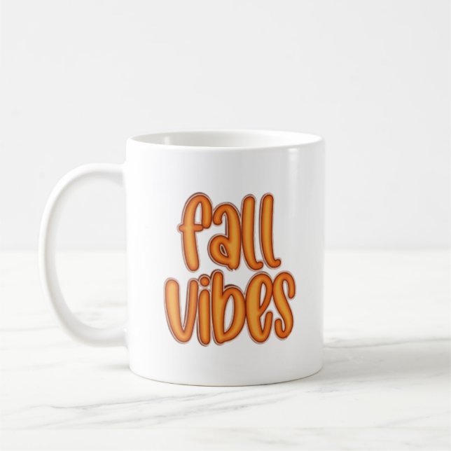 Mug 🍂 Vibes d'automne - Graphique de texte orange (Gauche)