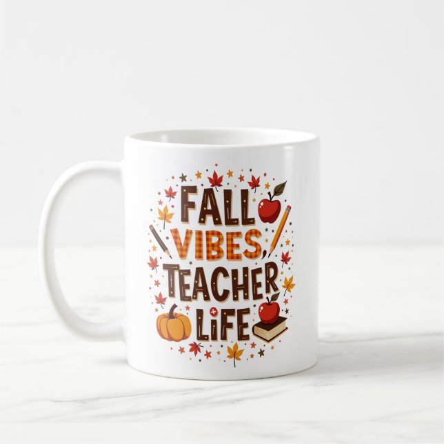 Mug Vibes d'automne Professeur de vie – Rétro Cute Per (Gauche)