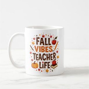 Mug Vibes d'automne Vie d'enseignant - Retro Cute pers