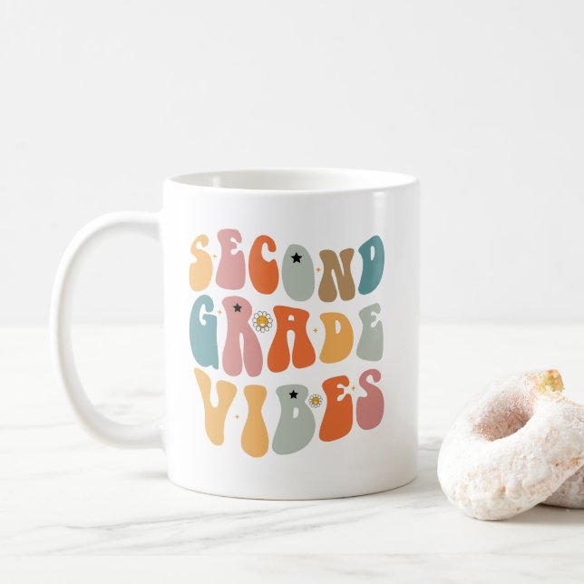 Mug Vibes de 2e année Retour à l'école École groovy  (Avec donut)
