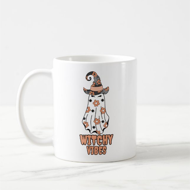 Mug "Vibes de cuisine" Halloween Witch Ghost Orange (Gauche)