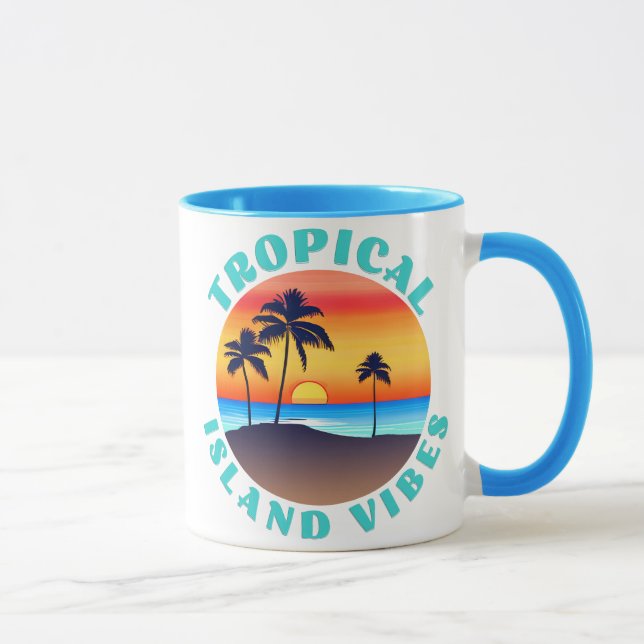 Mug Vibes de l'île tropicale, coucher de soleil avec p (Droite)
