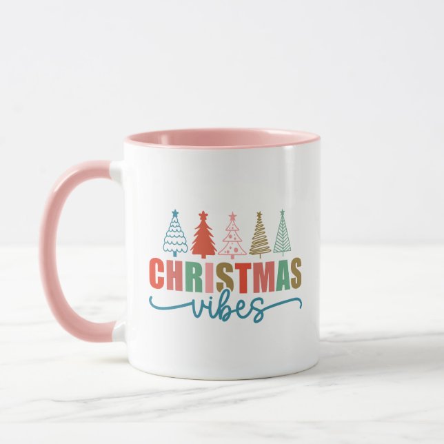 Mug Vibes de Noël - Colorful Holiday Trees Design (Gauche)