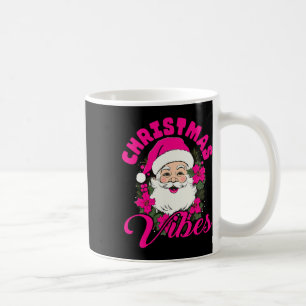 Mug Vibes de Noël Rétro Père Noël Rose Fun Xmas Femme