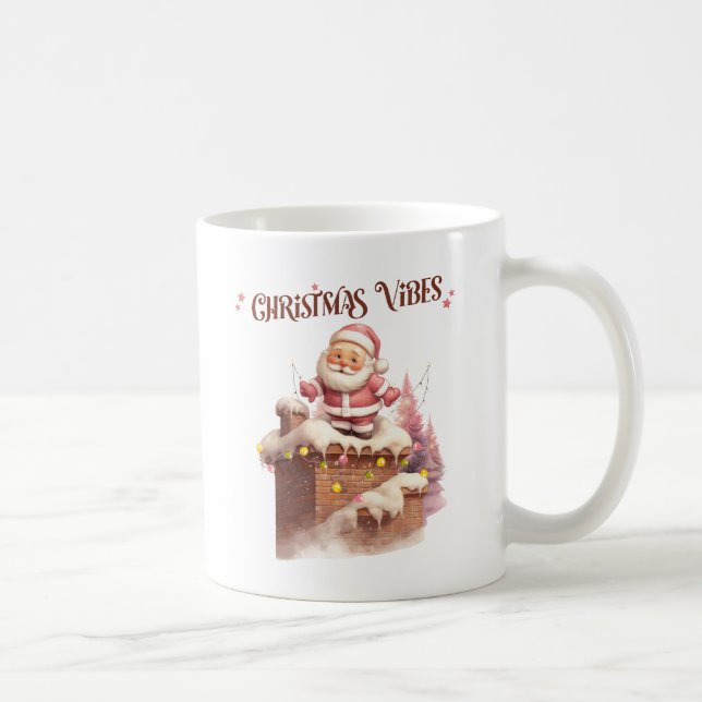 Mug Vibes de Noël rose Père Noël (Droite)