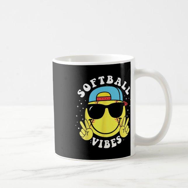 Mug Vibes de softball Baseball Rétro Groovy Fille de j (Droite)