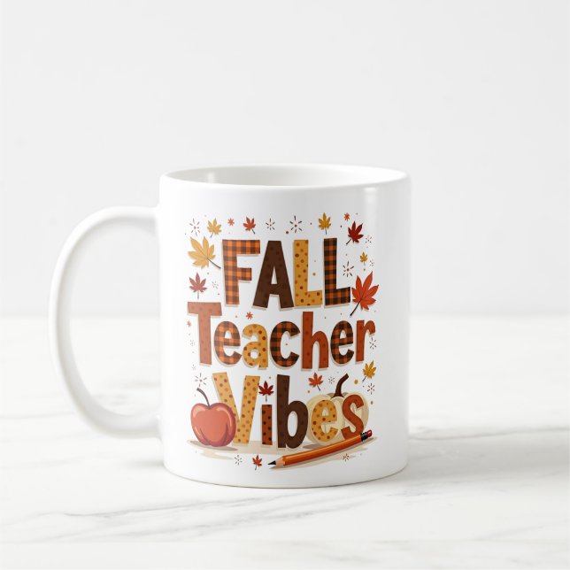 Mug Vibes d'enseignant d'automne personnalisées (Gauche)