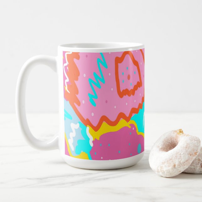 Mug Vibes d'été au bord de la piscine Art Abstrait (Avec donut)