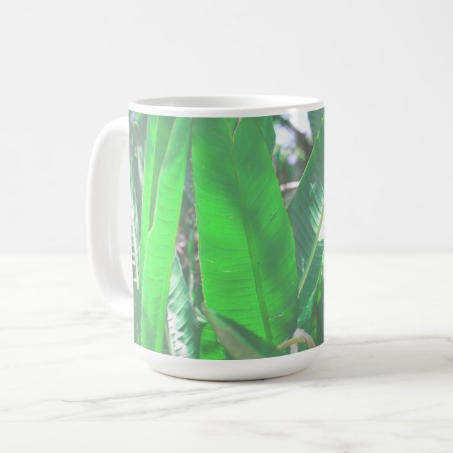 Mug Vibes d'été Banana Tree Feuilles Pale Green Pastel (Devant gauche)