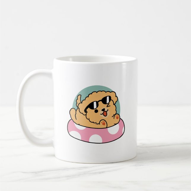 Mug Vibes d'été Chien - Chiot flottant avec lunettes d (Gauche)
