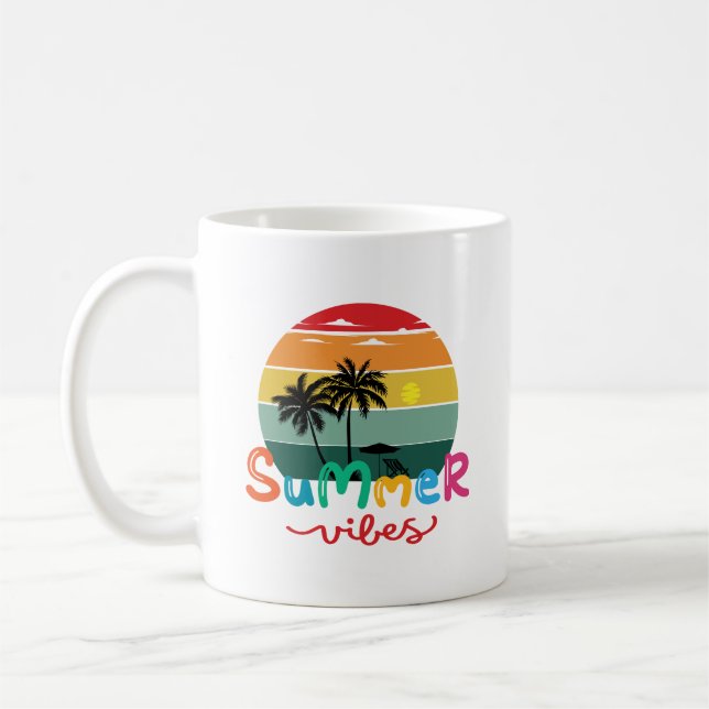 Mug Vibes d'été Coucher de soleil rétro (Gauche)