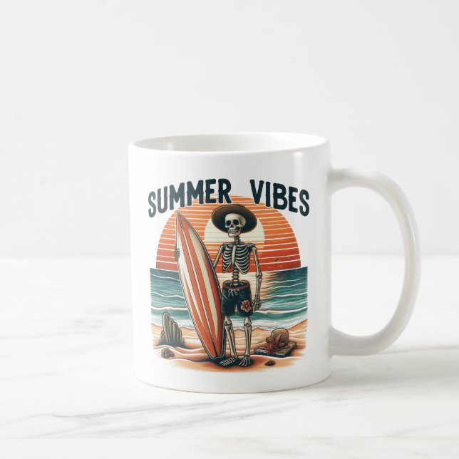 Mug Vibes d'été Skeleton Surfer Sunset Beach Design (Droite)