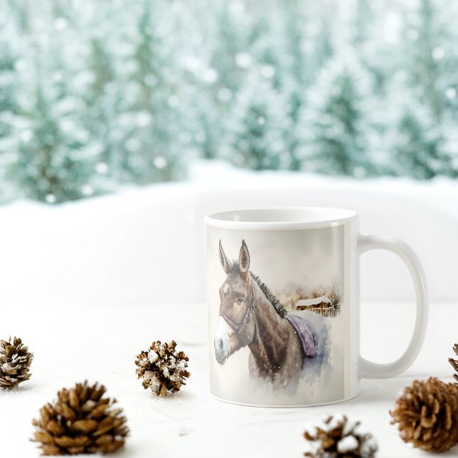 Mug Vibes d'hiver Aquarelle âne (Créateur téléchargé)