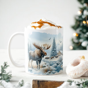 Mug Vibes d'hiver Aquarelle Moose -
