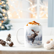 Vibes d'hiver Aquarelle Moose -