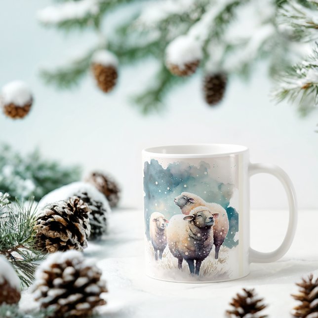 Mug Vibes d'hiver Aquarelle Moutons (Créateur téléchargé)