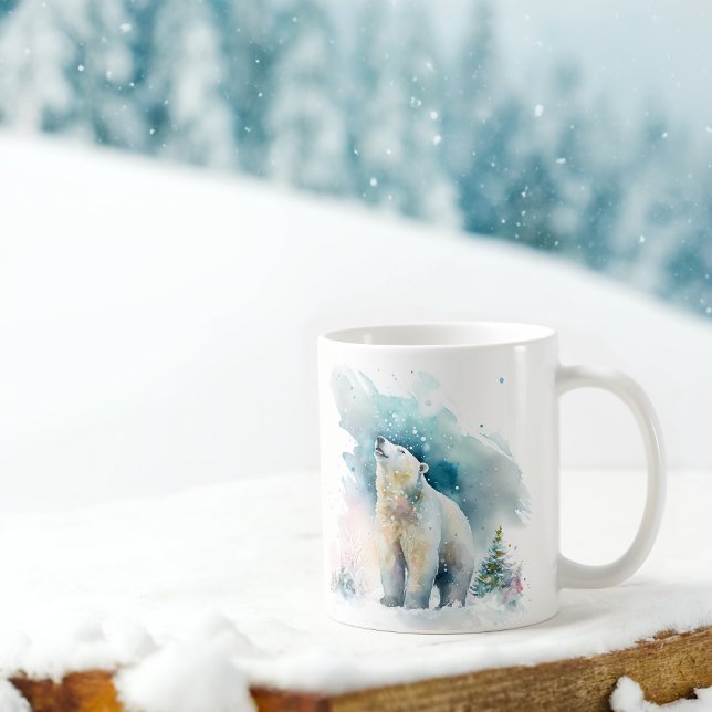 Mug Vibes d'hiver Aquarelle Ours polaire (Créateur téléchargé)