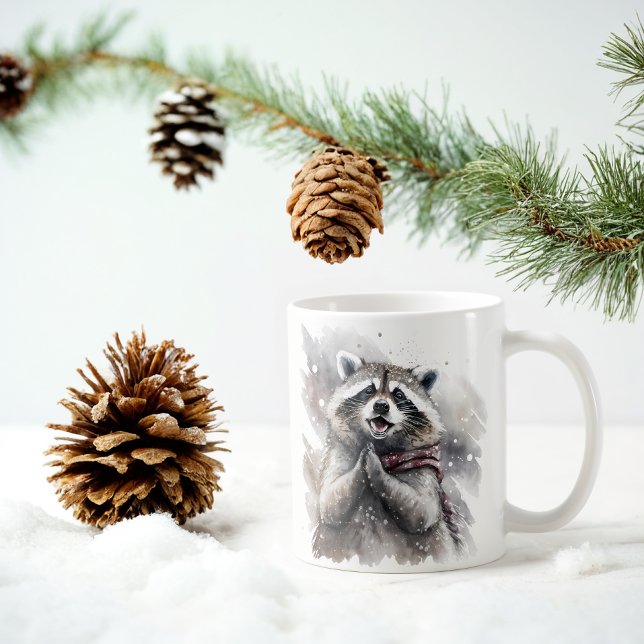 Mug Vibes d'hiver Aquarelle Raccoon (Créateur téléchargé)