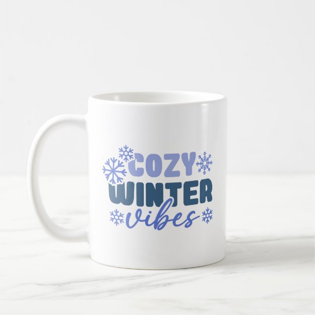 Mug Vibes d'hiver confortables - Typographie du flocon (Gauche)