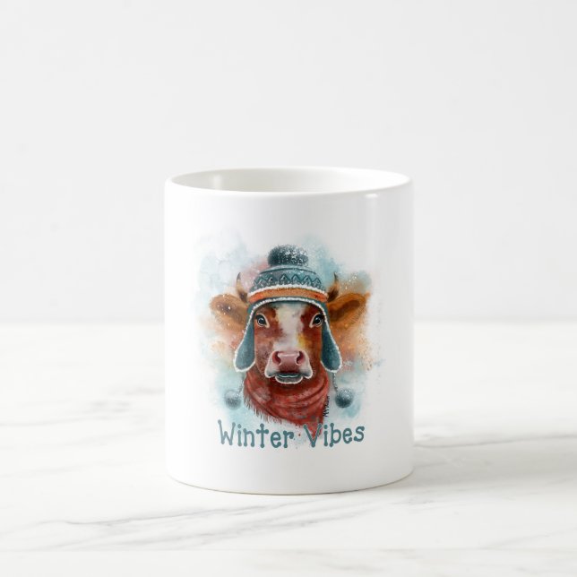 Mug Vibes D'Hiver Vache Dans Un Toboggan (Centre)