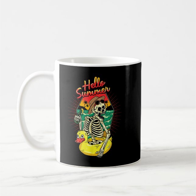 Mug Vibes Été Squelette Drôle Squelette Sur Plage Sole (Gauche)