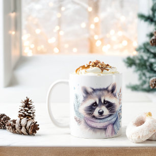 Mug Vibes hiver Aquarelle Raccoon -