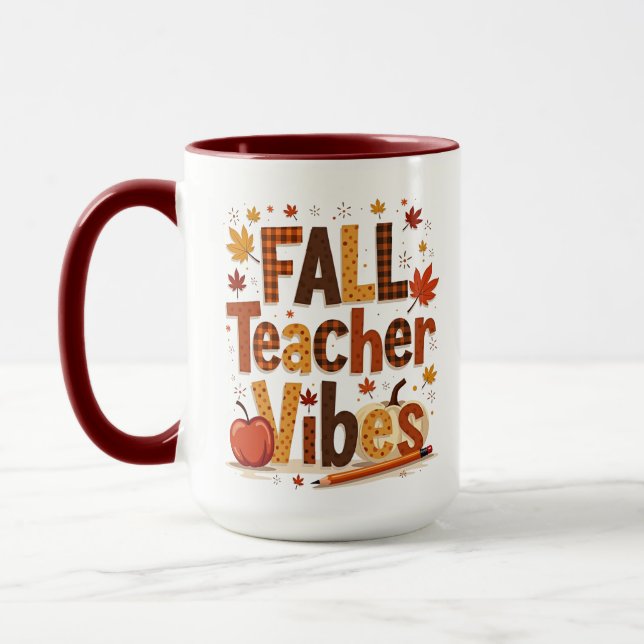 Mug Vibes personnalisées d'enseignant d'automne (Gauche)