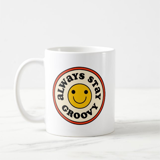 Mug Vibes positives simples Style rétro Smiley Vintage (Gauche)