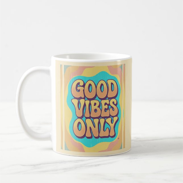 Mug Vibes positives uniquement style rétro funky (Gauche)