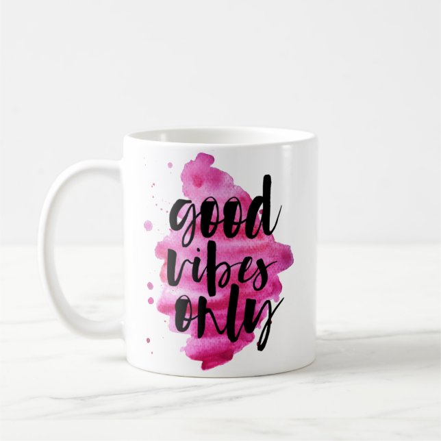 Mug vibes rose chaud bon script de brosse uniquement (Gauche)