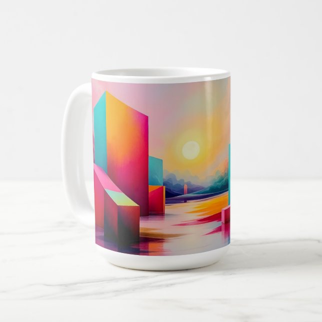 Mug Vibrant Art de ville abstrait (Devant gauche)