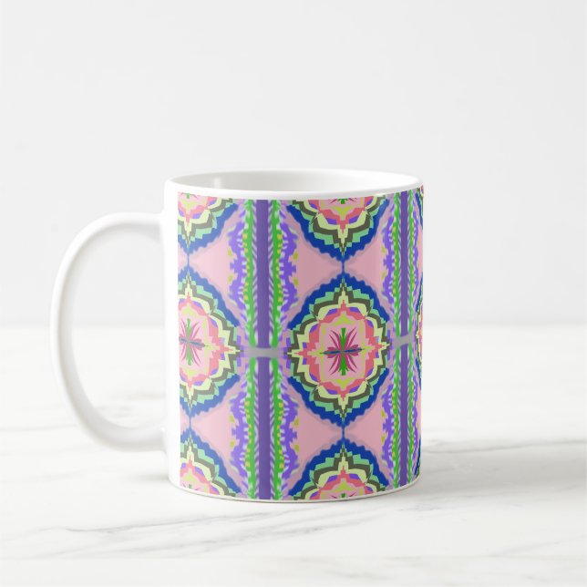 Mug Vibrant Bloom Kaleidoscope: Pink & Emerald Mandala (Gauche)