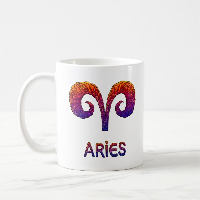 Mug Vibrant Colorful Aries Zodiac Sign Astrology Coffe (Gauche)