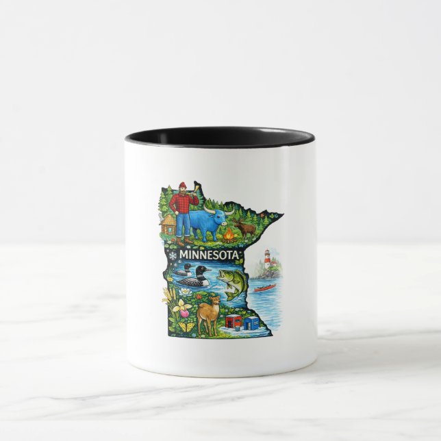 Mug Vibrant Minnesota State Map-Paul Bunyan/Northwoods (Centre)