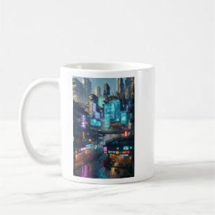 Mug Vibrant Neon Cyberpunk Cityscape Futuriste